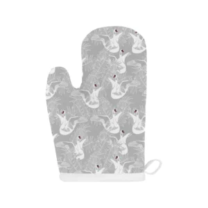 White Swan Gray Background Heat Resistant Oven Mitts Pot Holders Set