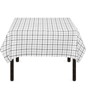 White Tattersall Pattern Print Tablecloth Kitchen Decor Home Decor