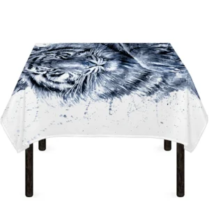 White Tiger Painting Print Tablecloth Kitchen Decor Home Decor