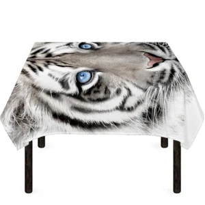 White Tiger Portrait Print Tablecloth Kitchen Decor Home Decor