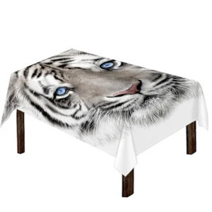 White Tiger Portrait Print Tablecloth Kitchen Decor Home Decor