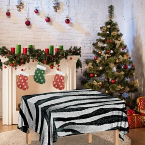 White Tiger Stripe Pattern Print Tablecloth Kitchen Decor Home Decor
