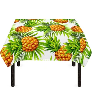 White Tropical Pineapple Pattern Print Tablecloth Kitchen Decor Home Decor
