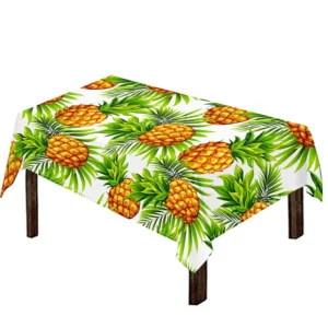 White Tropical Pineapple Pattern Print Tablecloth Kitchen Decor Home Decor