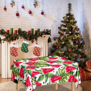 White Tropical Watermelon Pattern Print Tablecloth Kitchen Decor Home Decor