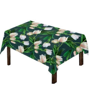 White Tulip Pattern Print Tablecloth Kitchen Decor Home Decor