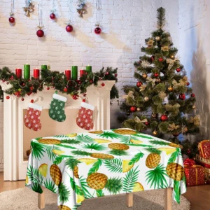 White Watercolor Pineapple Pattern Print Tablecloth Kitchen Decor Home Decor