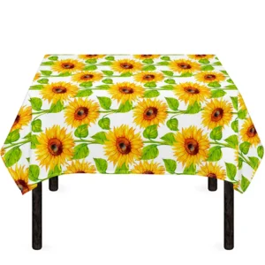 White Watercolor Sunflower Pattern Print Tablecloth Kitchen Decor Home Decor