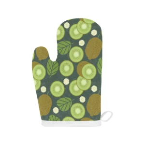 Whole Sliced Kiwi Leave and Flower Heat Resistant Oven Mitts Pot Holders Set