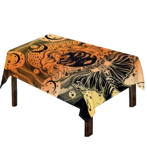 Wiccan Girl And Magical Moon Print Tablecloth Kitchen Decor Home Decor
