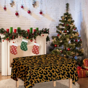 Wild Leopard Knitted Pattern Print Tablecloth Kitchen Decor Home Decor