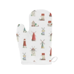 Windmill Design Pattern Heat Resistant Oven Mitts Pot Holders Set