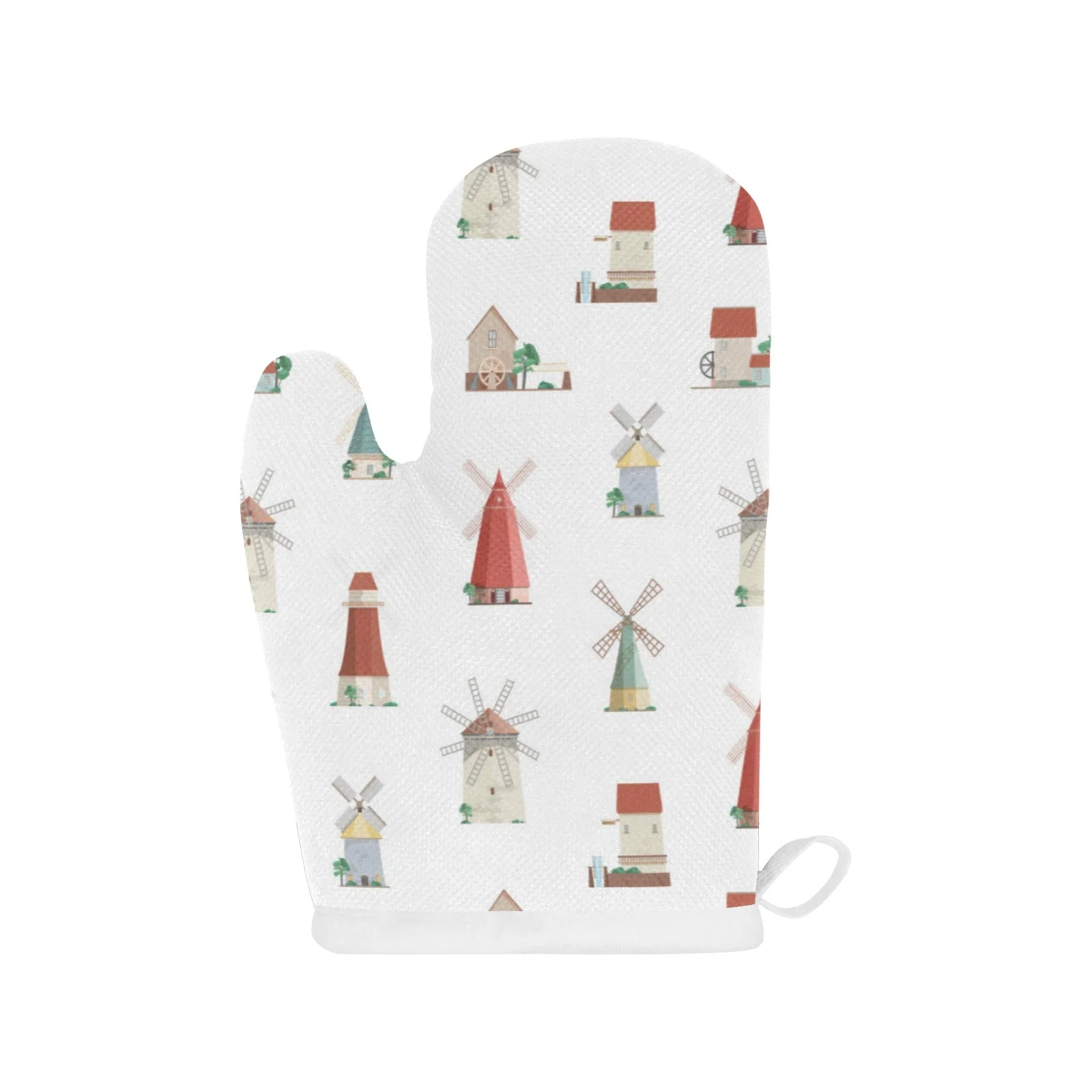 Windmill Design Pattern Heat Resistant Oven Mitts Pot Holders Set Windmill Design Pattern Heat Resistant Oven Mitts Pot Holders Set