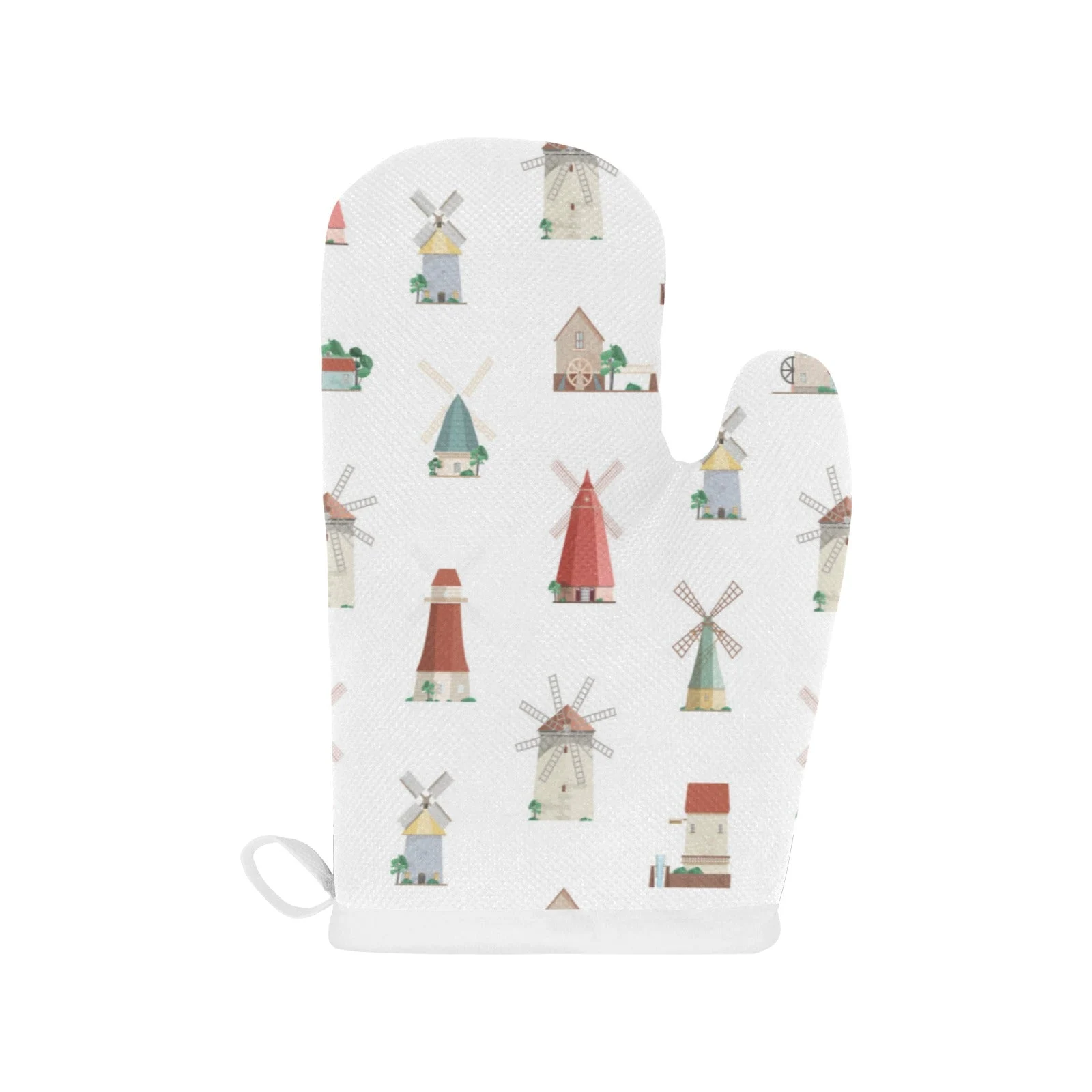 Windmill Design Pattern Heat Resistant Oven Mitts Pot Holders Set Windmill Design Pattern Heat Resistant Oven Mitts Pot Holders Set