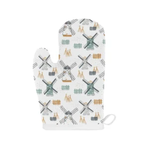 Windmill Pattern Heat Resistant Oven Mitts Pot Holders Set