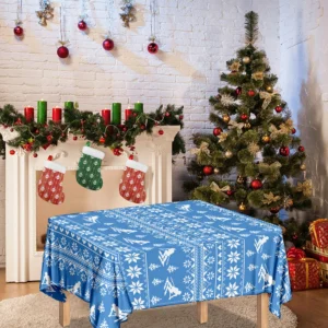 Winter Ski Knitting Pattern Print Tablecloth Kitchen Decor Home Decor