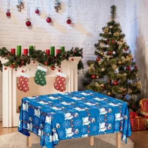 Winter Snowman Pattern Print Tablecloth Kitchen Decor Home Decor