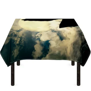 Wolf Howling At The Full Moon Print Tablecloth Kitchen Decor Home Decor