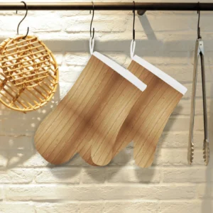 Wood Printed Pattern Print Design 05 Heat Resistant Oven Mitts & Pot Holders Set