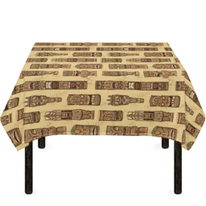 Wooden Tiki Pattern Print Tablecloth Kitchen Decor Home Decor