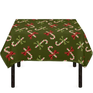 Xmas Candy Cane Pattern Print Tablecloth Kitchen Decor Home Decor