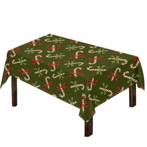 Xmas Candy Cane Pattern Print Tablecloth Kitchen Decor Home Decor