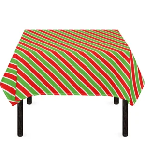 Xmas Candy Cane Stripes Print Tablecloth Kitchen Decor Home Decor