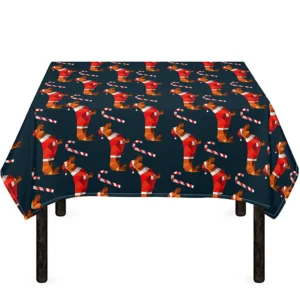 Xmas Dachshund Pattern Print Tablecloth Kitchen Decor Home Decor