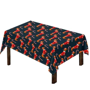 Xmas Dachshund Pattern Print Tablecloth Kitchen Decor Home Decor