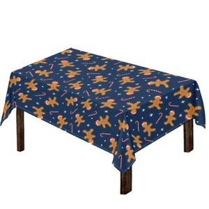 Xmas Gingerbread Man Pattern Print Tablecloth Kitchen Decor Home Decor