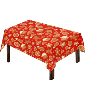 Xmas Gingerbread Pattern Print Tablecloth Kitchen Decor Home Decor