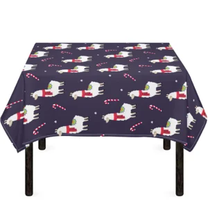 Xmas Llama Pattern Print Tablecloth Kitchen Decor Home Decor