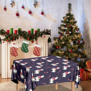 Xmas Llama Pattern Print Tablecloth Kitchen Decor Home Decor