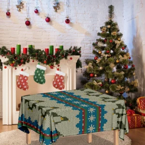 Xmas Penguin Pattern Print Tablecloth Kitchen Decor Home Decor