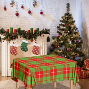 Xmas Plaid Pattern Print Tablecloth Kitchen Decor Home Decor