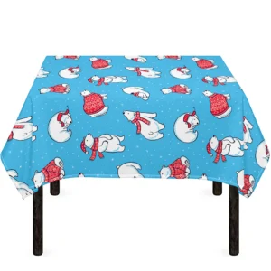 Xmas Polar Bear Pattern Print Tablecloth Kitchen Decor Home Decor