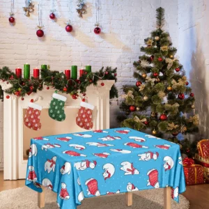 Xmas Polar Bear Pattern Print Tablecloth Kitchen Decor Home Decor