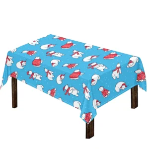 Xmas Polar Bear Pattern Print Tablecloth Kitchen Decor Home Decor
