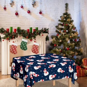Xmas Snowman Pattern Print Tablecloth Kitchen Decor Home Decor