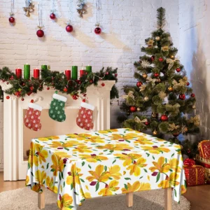 Yellow Alstroemeria Pattern Print Tablecloth Kitchen Decor Home Decor