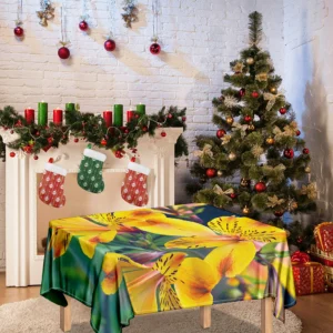 Yellow Alstroemeria Print Tablecloth Kitchen Decor Home Decor