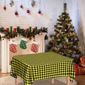 Yellow And Black Check Pattern Print Tablecloth Kitchen Decor Home Decor