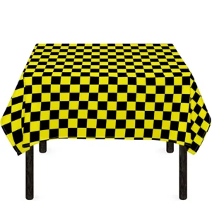 Yellow And Black Checkered Pattern Print Tablecloth Kitchen Decor Home Decor