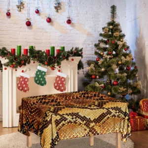 Yellow And Brown Snakeskin Print Tablecloth Kitchen Decor Home Decor