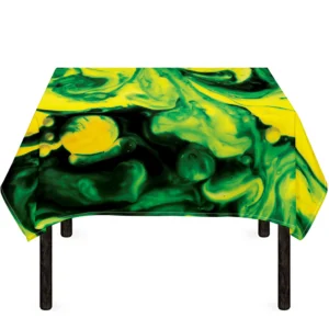 Yellow And Green Acid Melt Print Tablecloth Kitchen Decor Home Decor