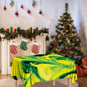 Yellow And Green Acid Melt Print Tablecloth Kitchen Decor Home Decor