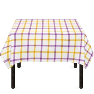 Yellow And Purple Tattersall Print Tablecloth Kitchen Decor Home Decor