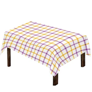 Yellow And Purple Tattersall Print Tablecloth Kitchen Decor Home Decor