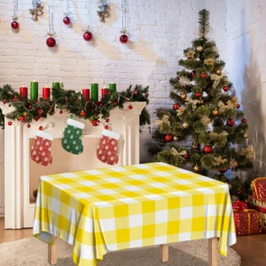 Yellow And White Buffalo Check Print Tablecloth Kitchen Decor Home Decor