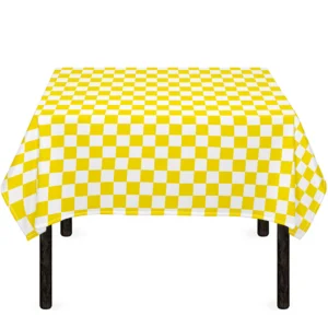 Yellow And White Checkered Pattern Print Tablecloth Kitchen Decor Home Decor